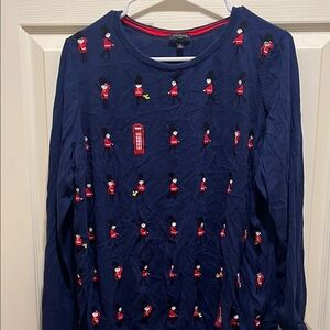 Talbots Navy Sweater with Red Accents